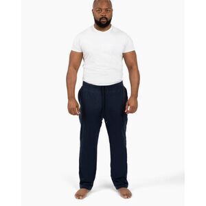 Dude Robe Pants Women's L/XL Black Elastic Waist Wide‎ Leg 100% Cotton Trouser